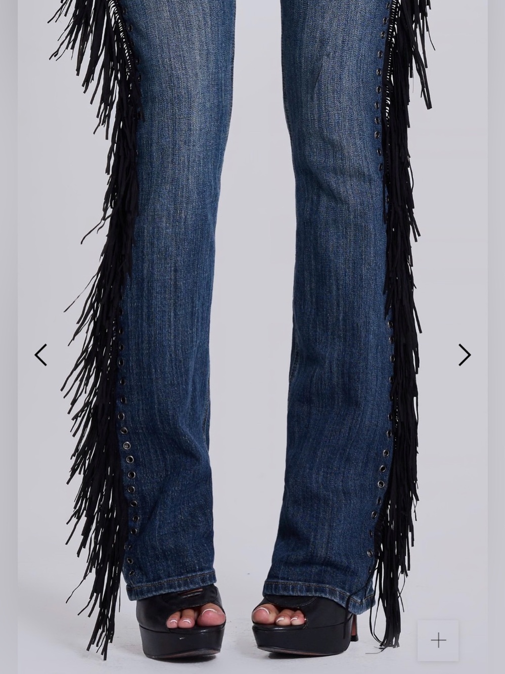 Jaded London El Topo Fringe Bootcut Jeans in Blue Wash - Picture 4 of 11